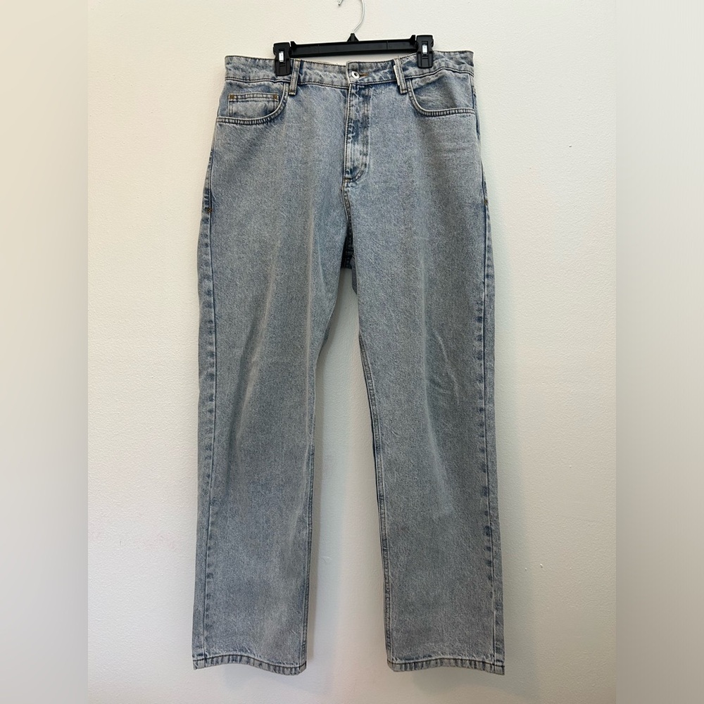 ASOS Collusion x005‎ Straight Leg Light Mineral Blue Wash Mom Jeans